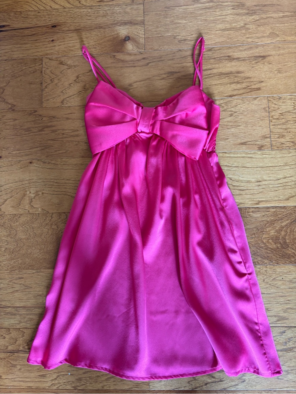 Olivaceous Hot Pink Satin Mini Dress with Bow